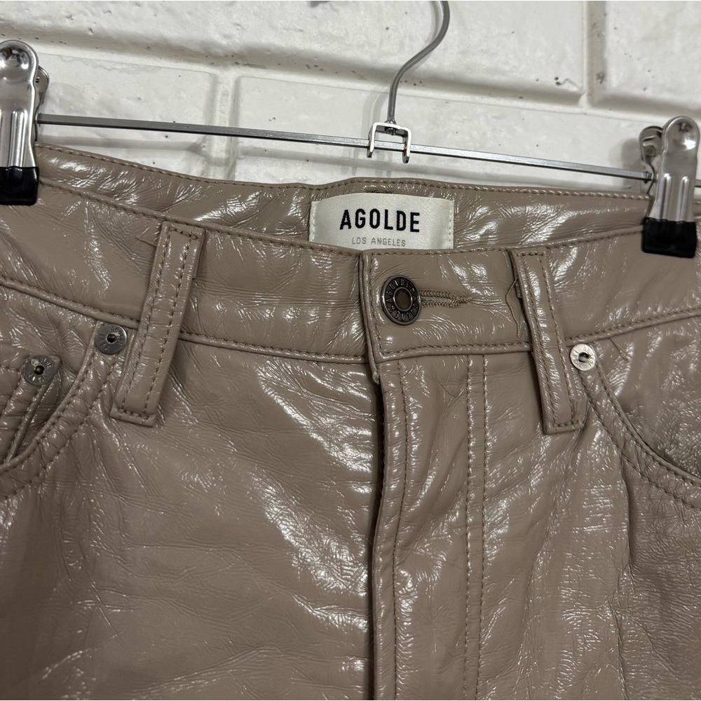 AGOLDE Recycled Leather Quail Patent 90's Pinch Waist Pants - Picture 5 of 6